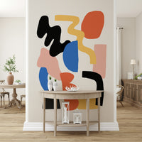 Dynamic block shapes in vibrant shades, Abstract Block Party wall mural