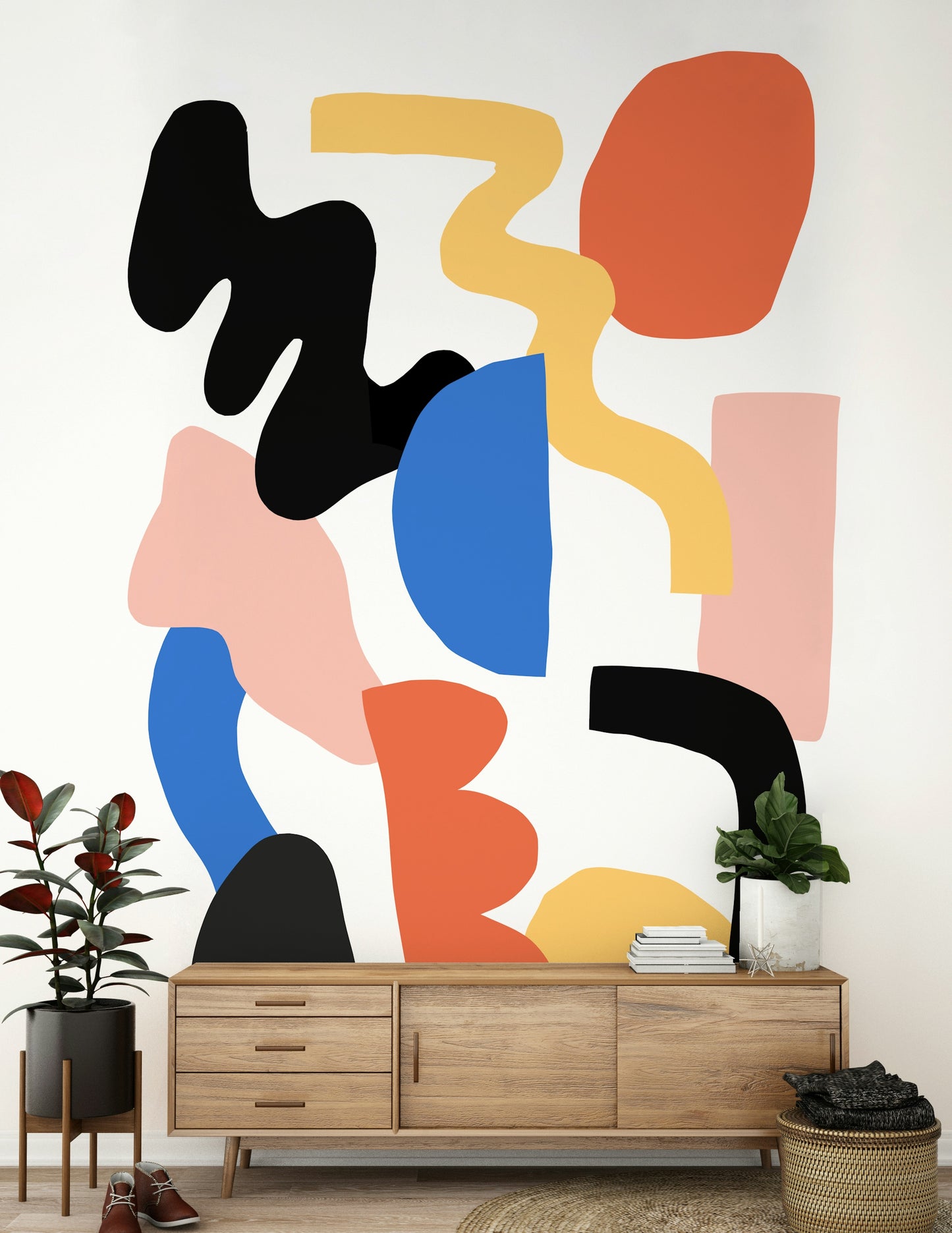 Modern abstract pattern with layered geometric blocks, decorative wall art