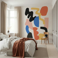 Geometric block pattern with dynamic color contrasts, decorative wall mural