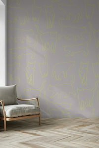 Electric Neon Cat Mural – Vibrant decorative wallpaper with glowing neon cats for modern and playful interiors.