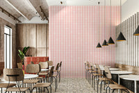Floral and Stripe Pink Wallpaper – Sophisticated wall mural blending delicate petals with geometric stripe patterns.