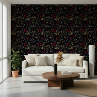 Sophisticated wall covering with noir-inspired secret garden design