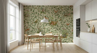 Charming forest mural perfect for nurseries, inspired by gentle woodland naps and tales.