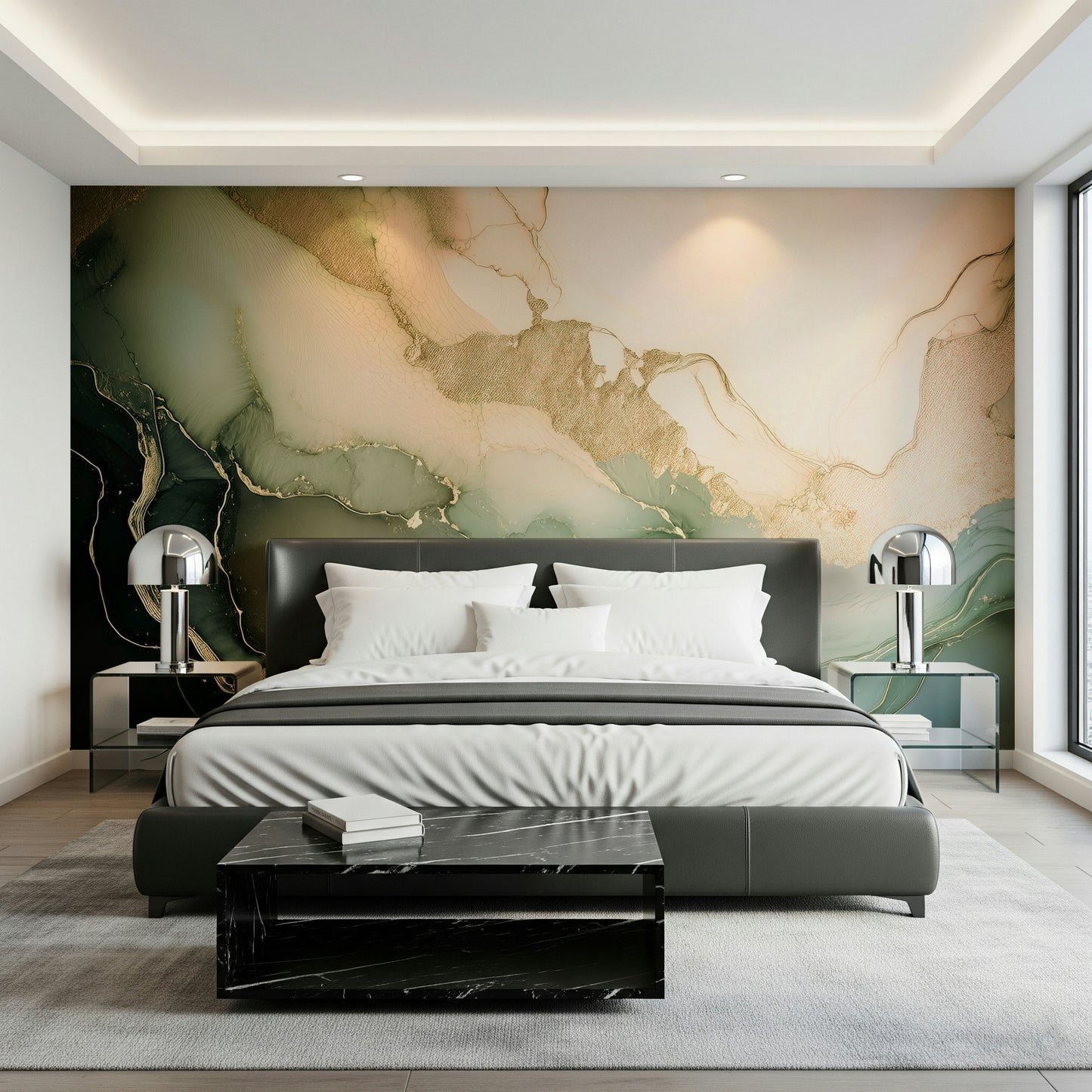 Artistic marble-style wall mural featuring natural mineral layers and smooth fluid transitions.