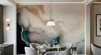 Rose gold mineral wall mural showcasing fluid stone patterns with a soft, feminine elegance.