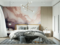 Luxurious abstract mural with subtle marble textures in soft purple hues for modern interiors.