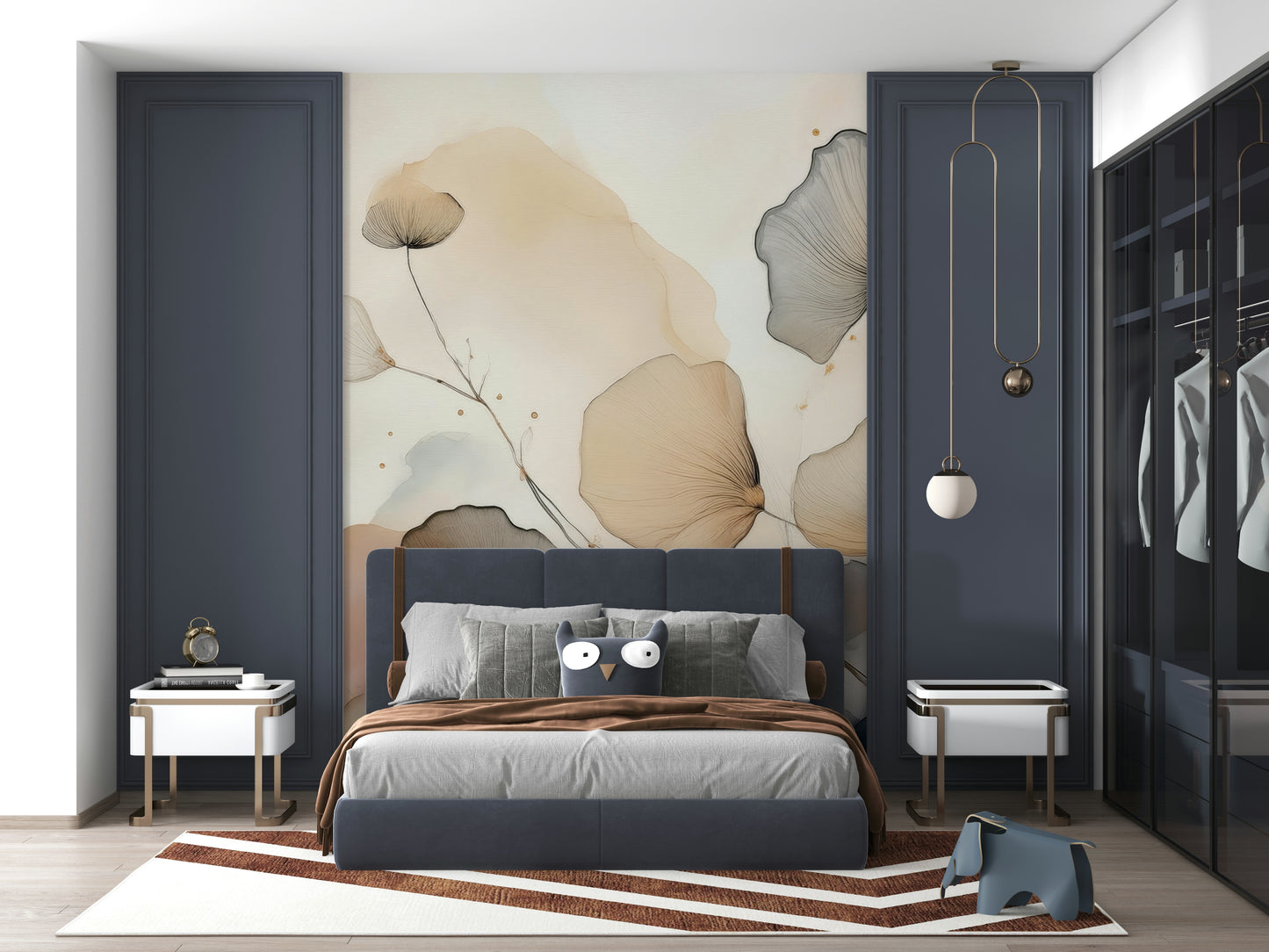 Elegant garden-inspired wall mural with gentle pastel tones creating a serene natural atmosphere.