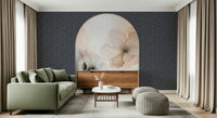 Floral arch mural with watercolor-inspired flowers and gentle gradients for a romantic look.