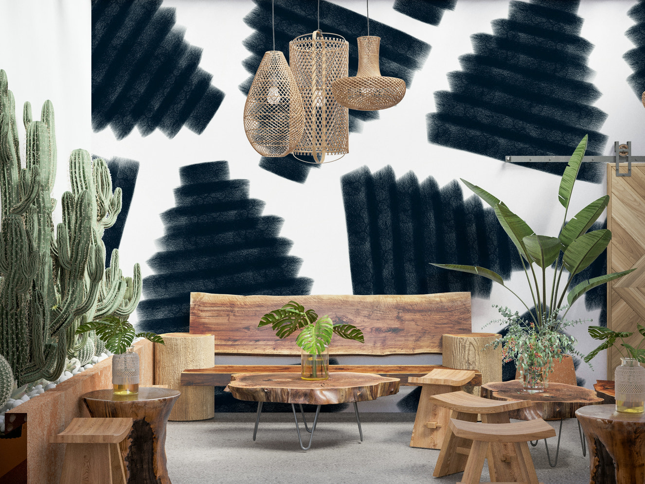 Abstract Indigo  Wall Mural