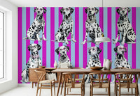 Abstract mural with diamond motifs and spotted patterns for a modern minimalist aesthetic.