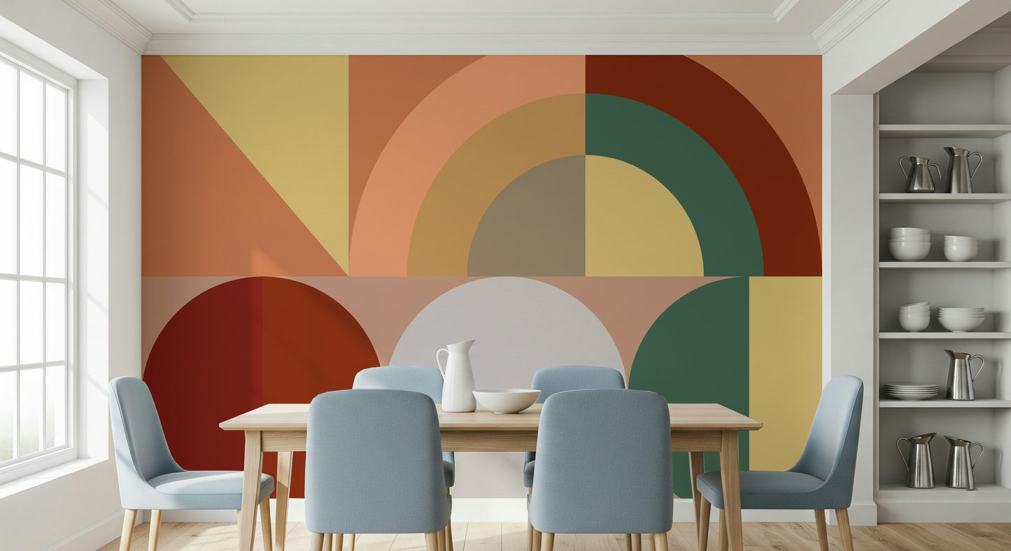 Elegant fall-themed mural combining deep browns, terracotta, and gold for timeless décor.