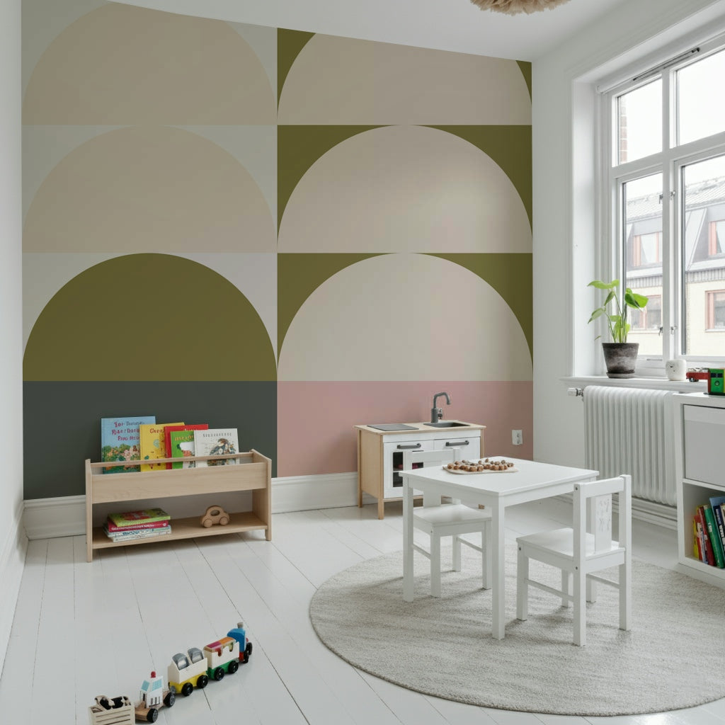 Retro wall mural featuring a sunrise panorama that brings warmth and vintage flair to walls.