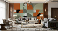 Abstract terracotta and gray wallpaper mural ideal for modern living rooms or offices.