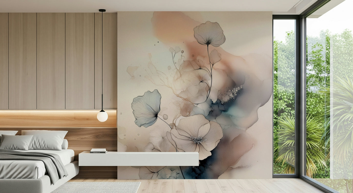 Watercolor Spiral Bloom Wall Mural