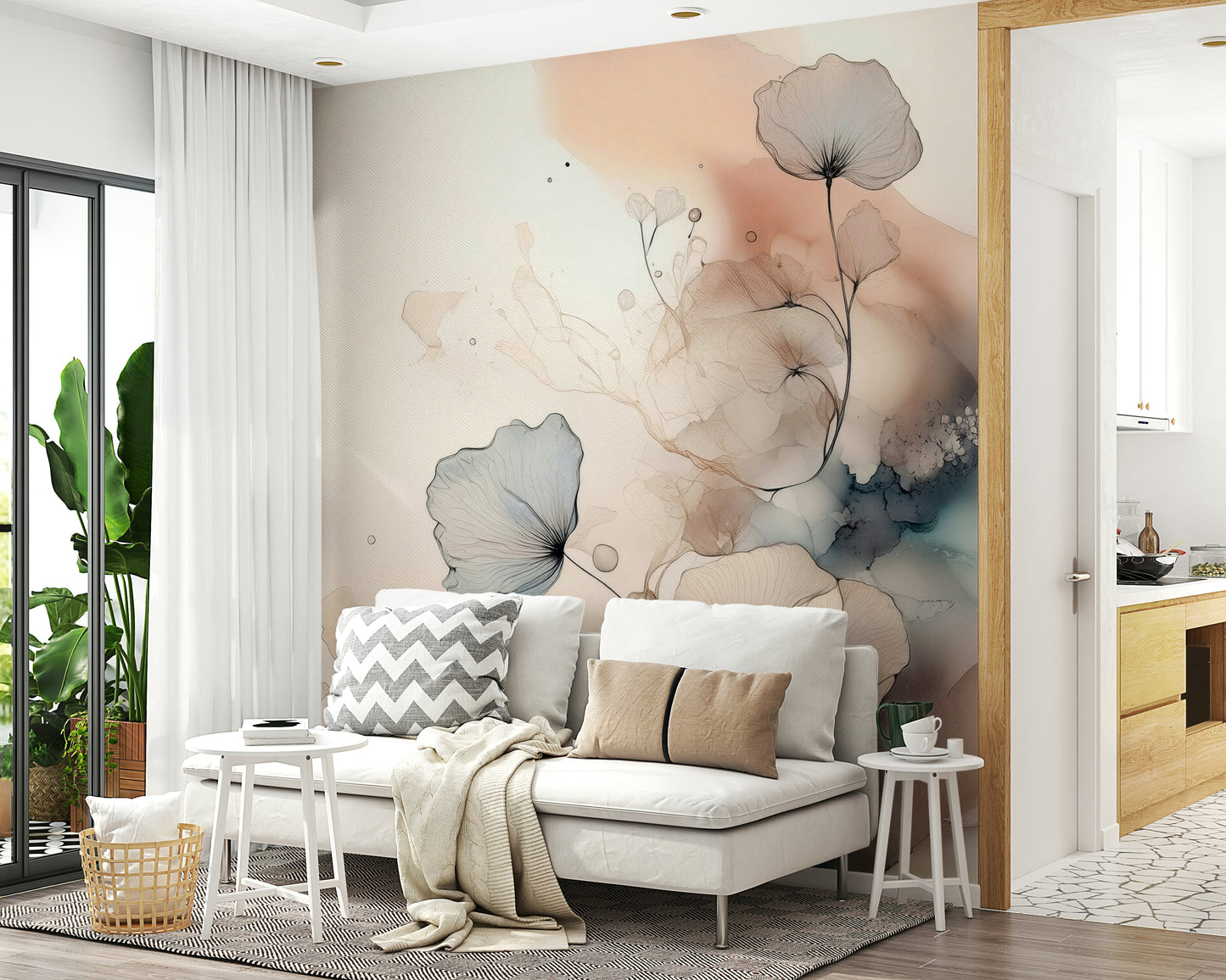 Watercolor Spiral Bloom Wall Mural