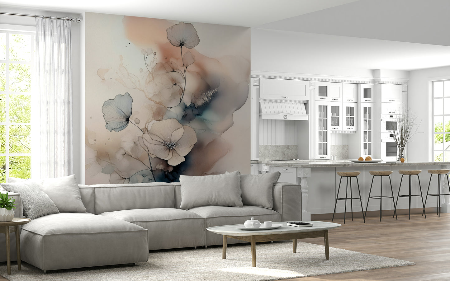 Watercolor Spiral Bloom Wall Mural
