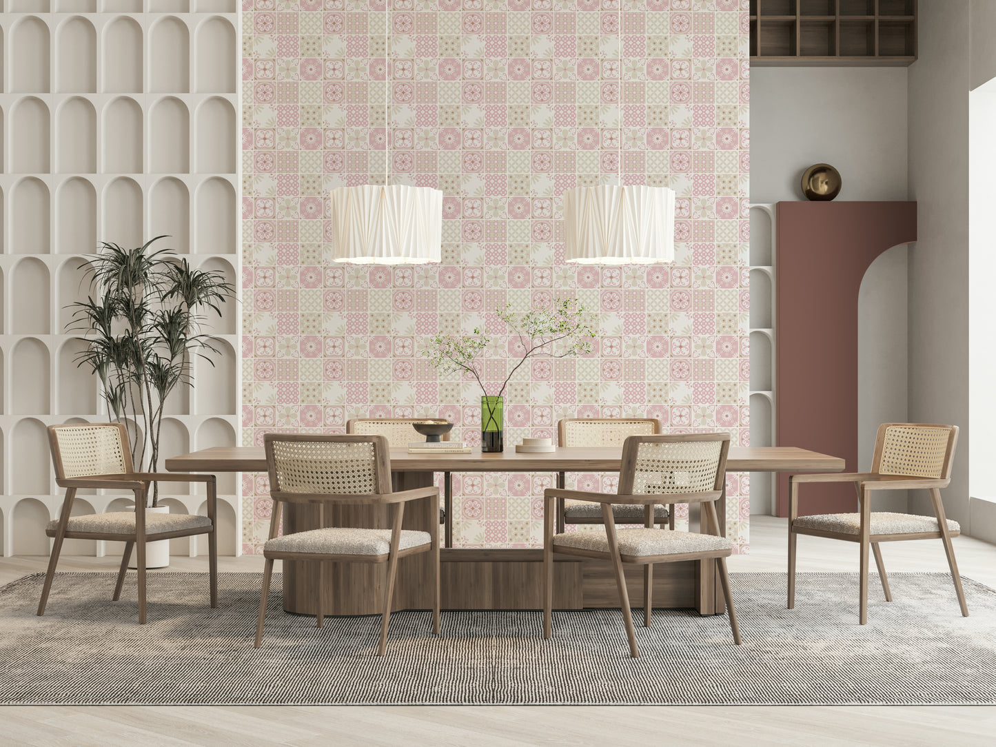 Vintage Folk Tiles – Blush Pink