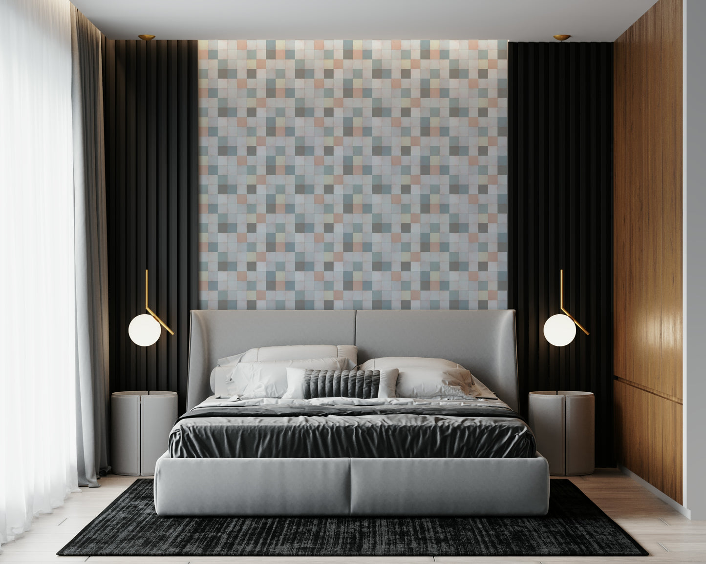 Soft Mosaic Tiles – Blue Mist Wallpaper⁠