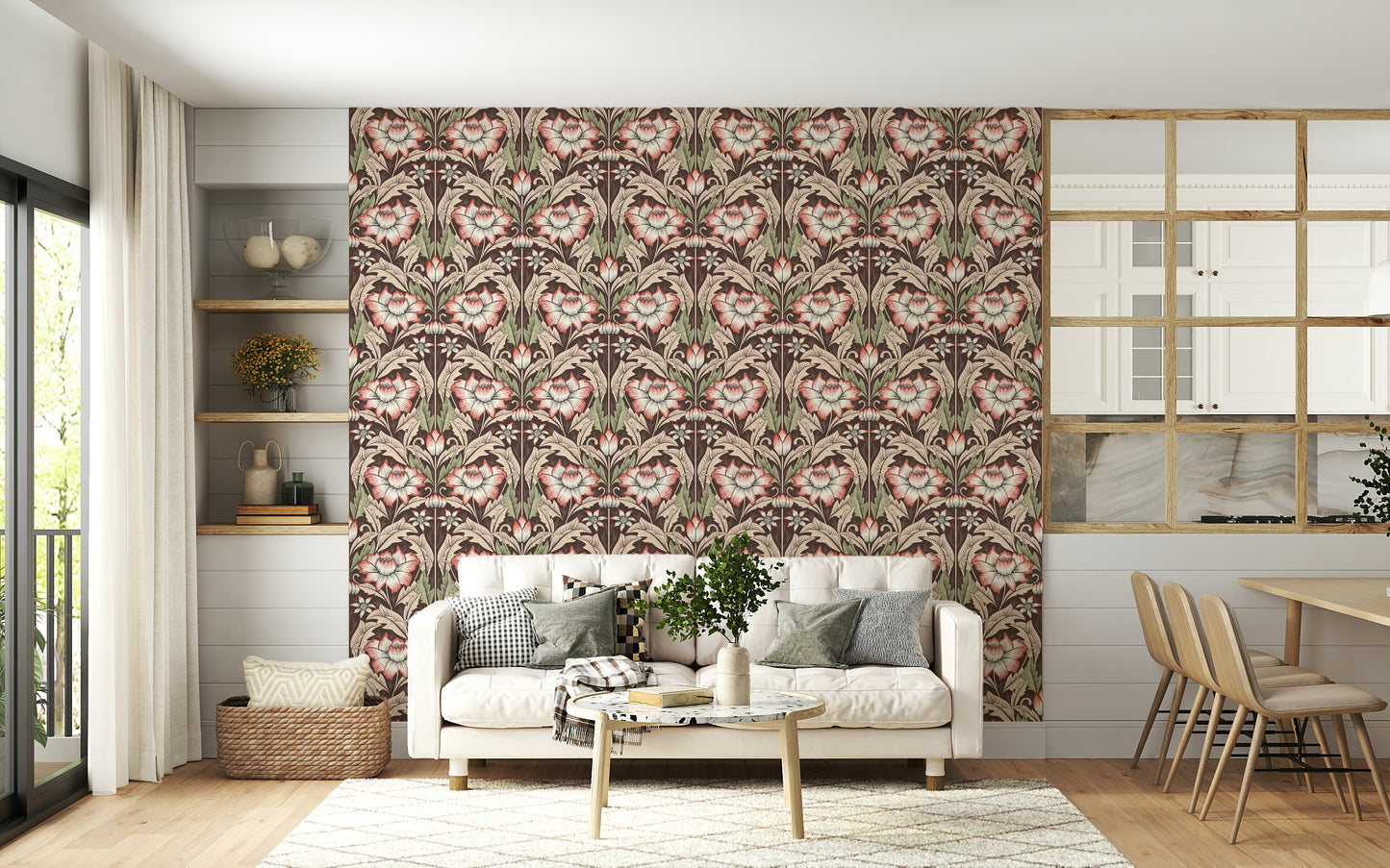 Timeless Garden – Rustic Red Wallpaper⁠