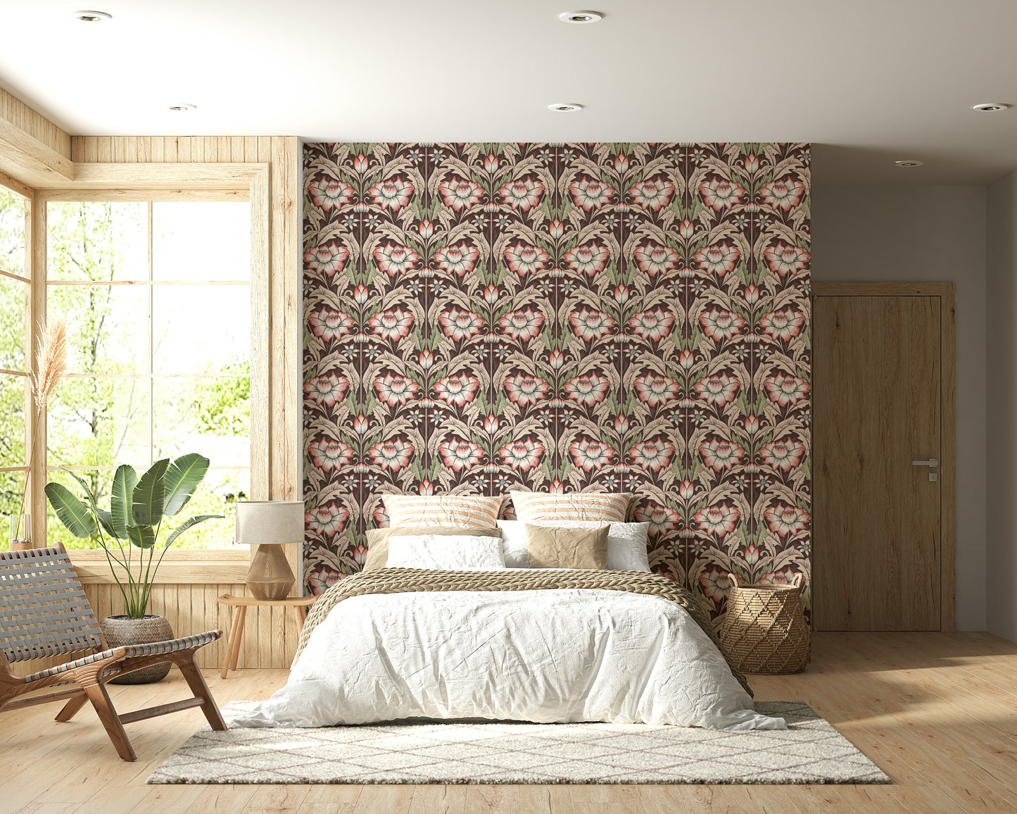 Timeless Garden – Rustic Red Wallpaper⁠