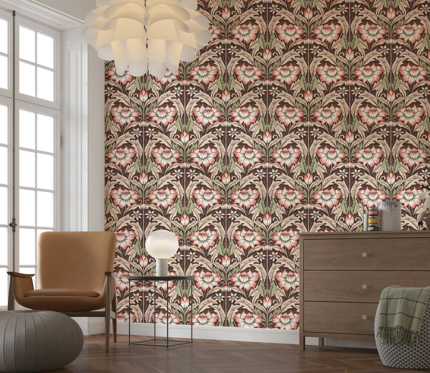 Timeless Garden – Rustic Red Wallpaper⁠