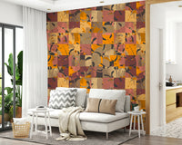 Checkerboard artistic pattern Abstract Patchwork print complex layered shapes.