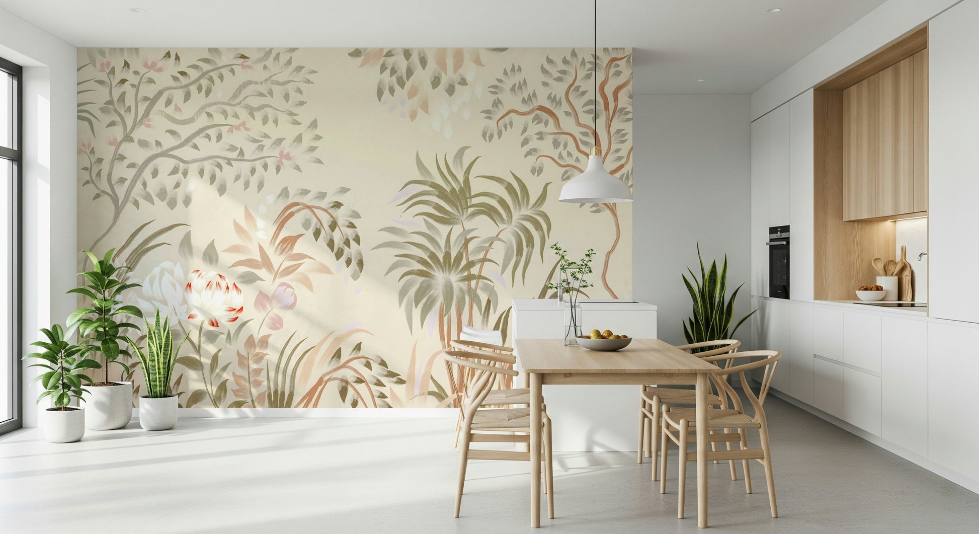 Charming tropical plants Garden Whispers print decorative subtle green leaves.