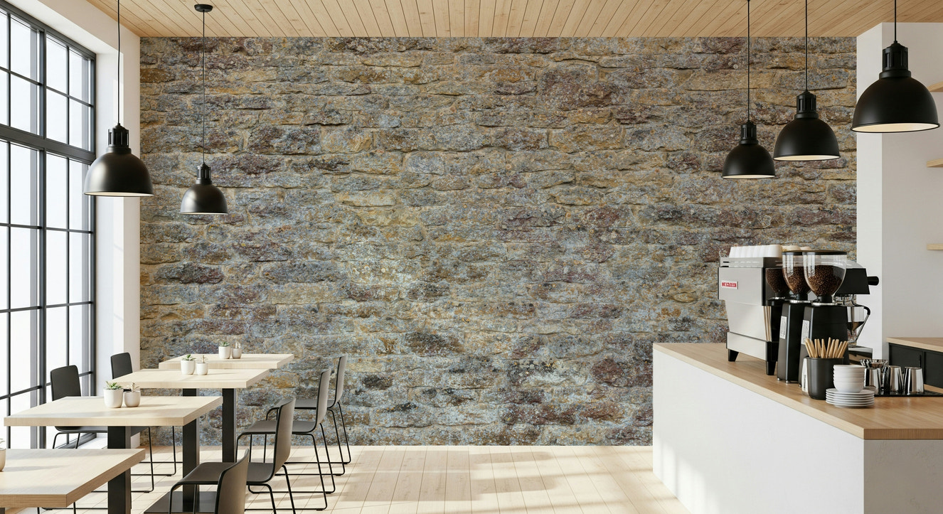 Weathered Stone Brick wallpaper mural, ancient wall texture.