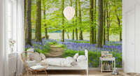 Wall mural springtime Bluebell Wonderland vivid green canopy
