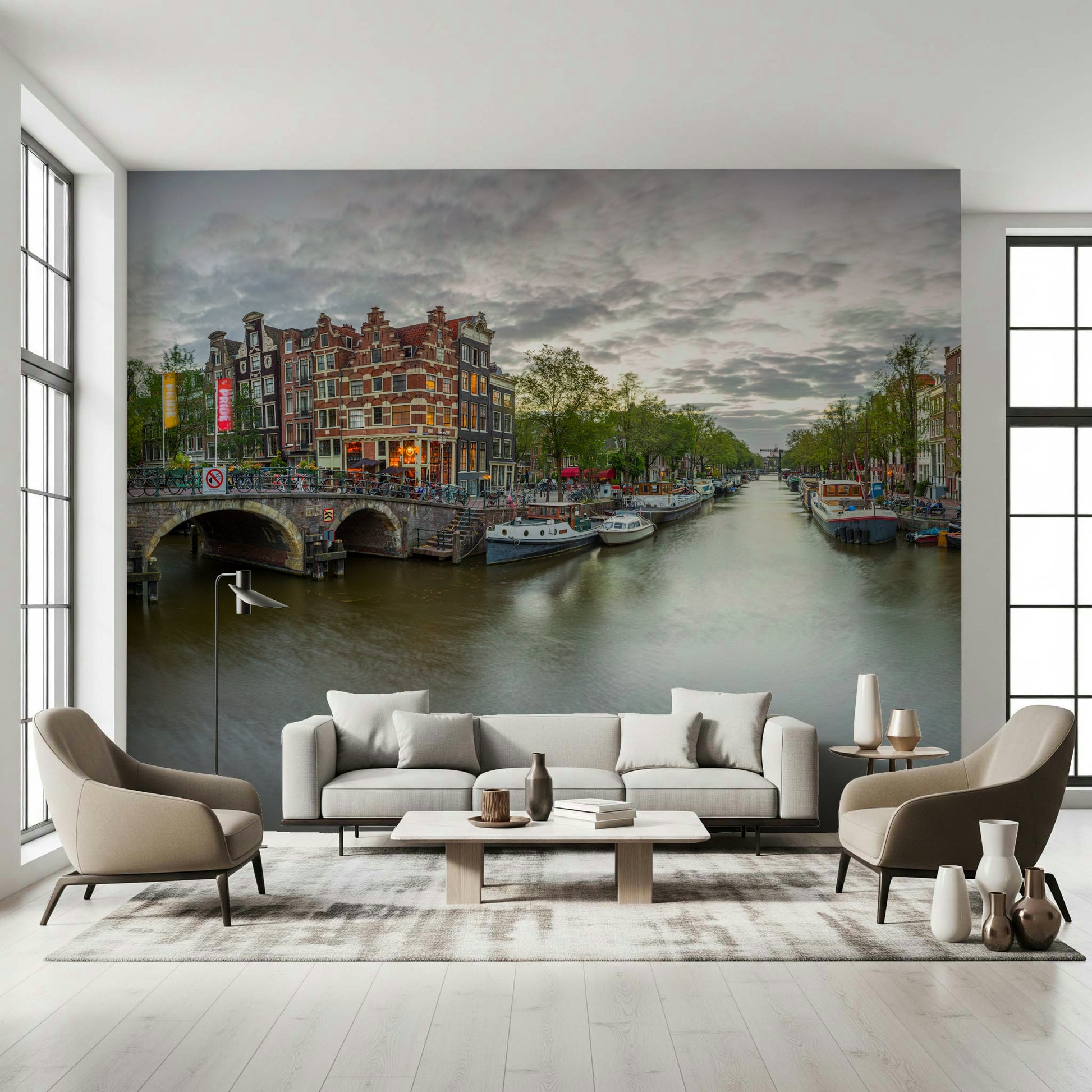 Photographic wall art Amsterdam Canal Charm gentle water motion blur