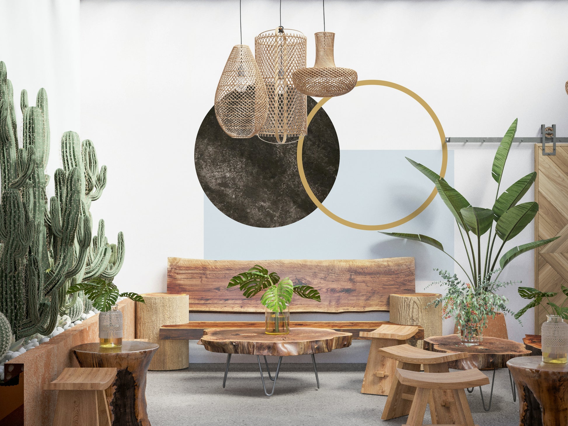 Sophisticated Minimal Abstract Composition design for refined interior walls.