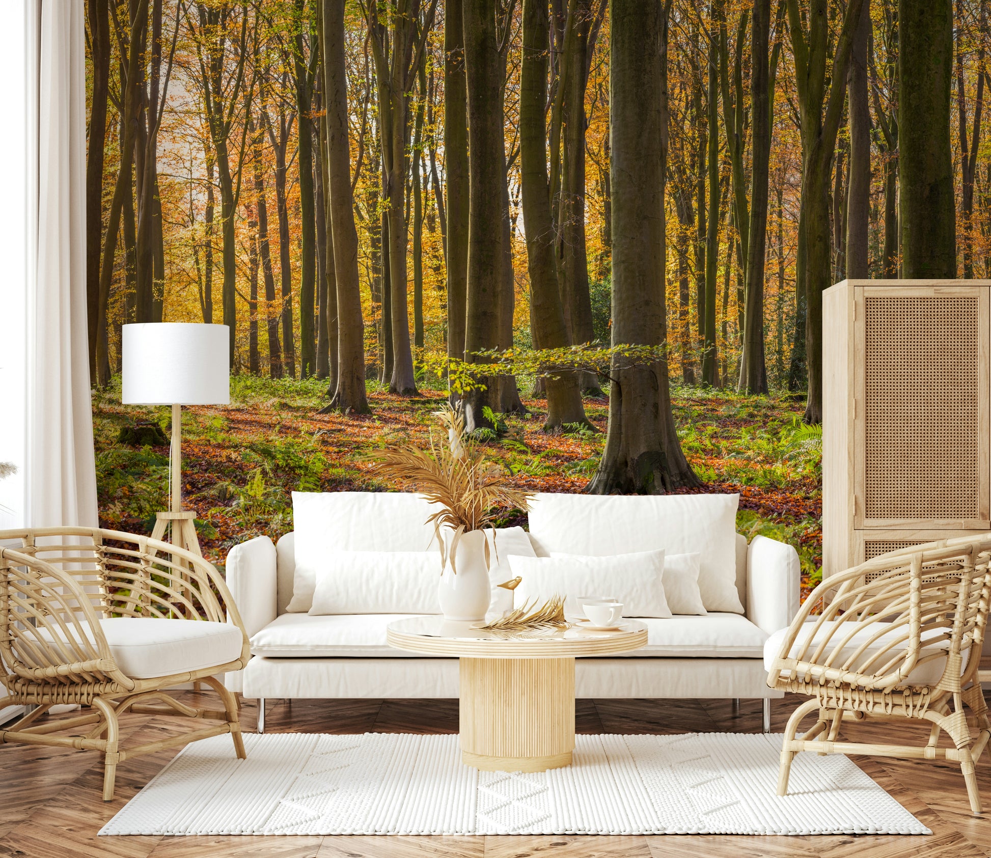 Tranquil Gilded Woods mural for walls, capturing a glorious day.