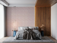 A soothing blush wallpaper with subtle blooming flowers repeated in a gentle spring-inspired design.