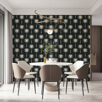 Shimmering Luxe Palms Flair pattern, luxurious interior accent wall covering.