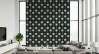 Hand-drawn look Art Deco Tropical wallpaper, perfect for striking home decor.