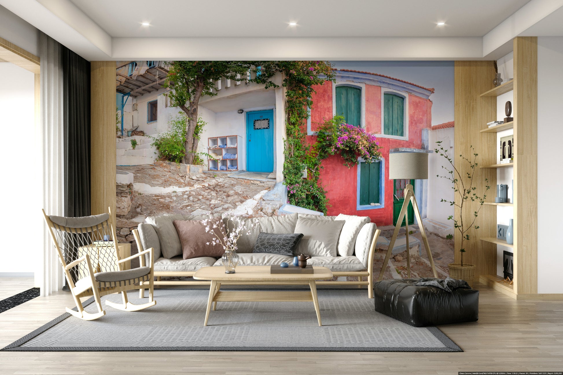 Coastal Cottage Charm Cobblestone and painted steps mural.