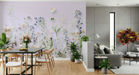 A soothing wallpaper with detailed wildflower illustrations arranged in a natural meadow style.