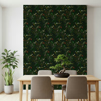 Twilight-inspired botanical pattern featuring layered leaves and dusky tones.