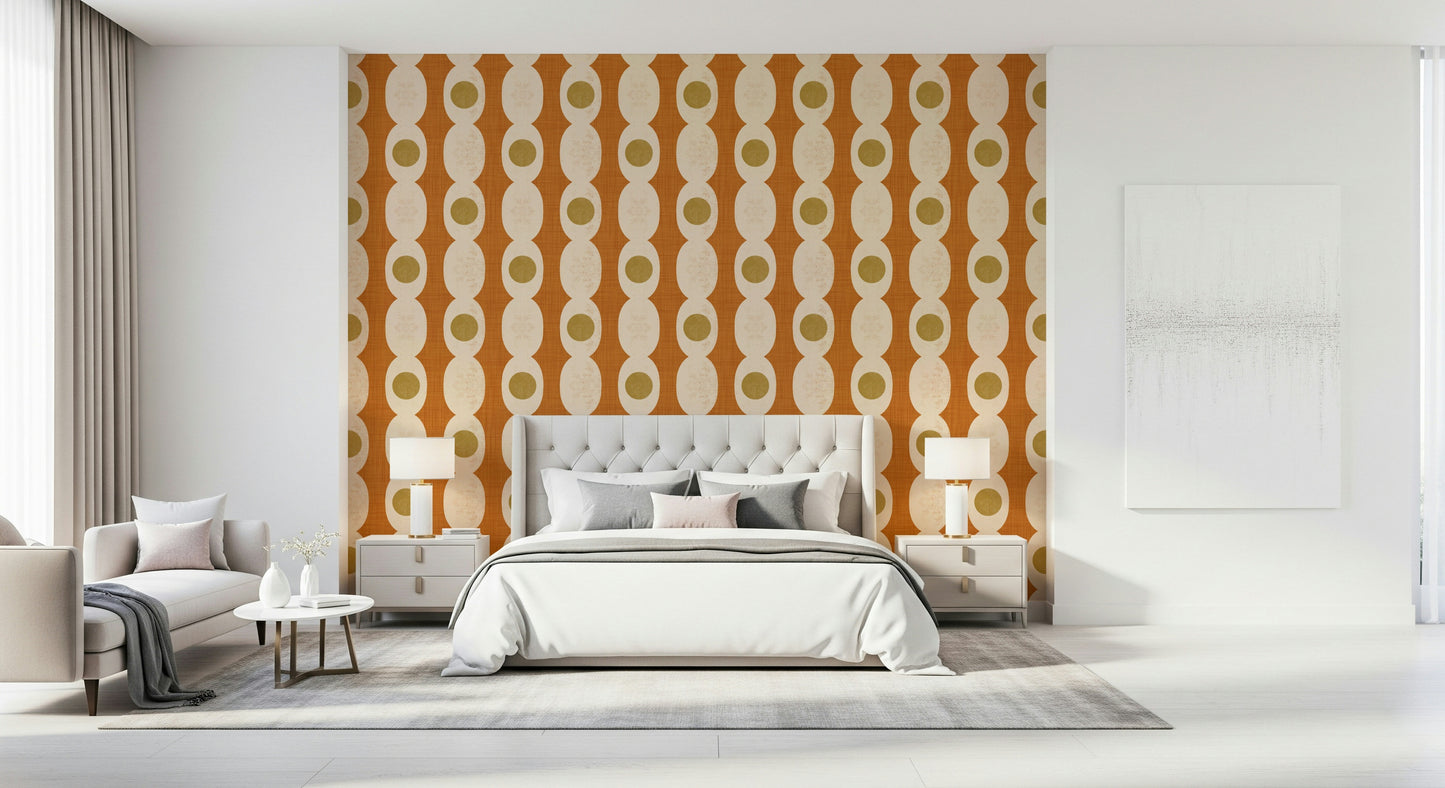 Stylish mid-century modern motifs in a sleek, understated wall mural.