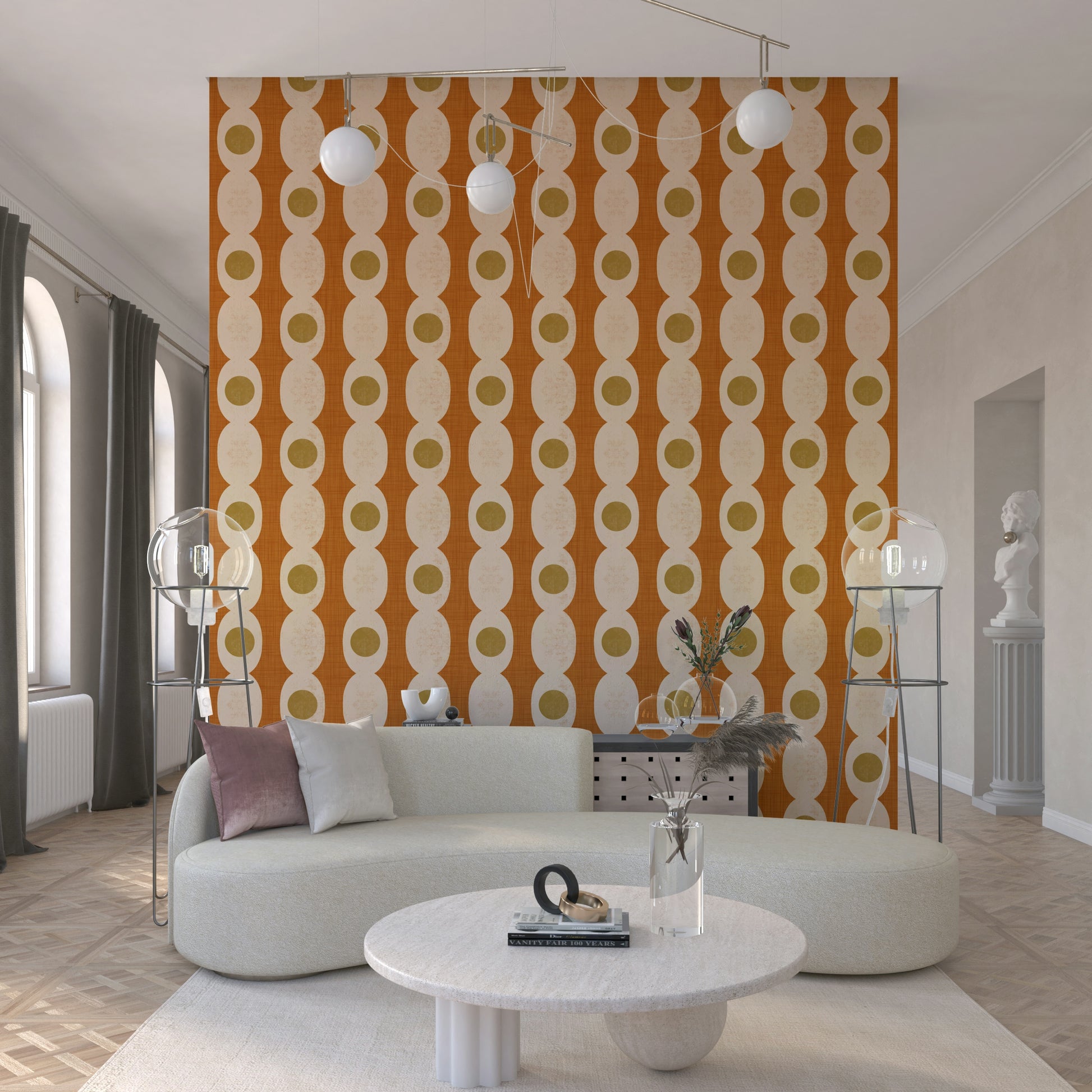 Retro-modern motif wallpaper perfect for adding a timeless vintage look.
