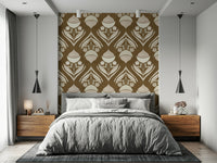 Rustic Floral wallpaper showcasing hand-drawn botanical elements arranged in a structured, repeating layout.