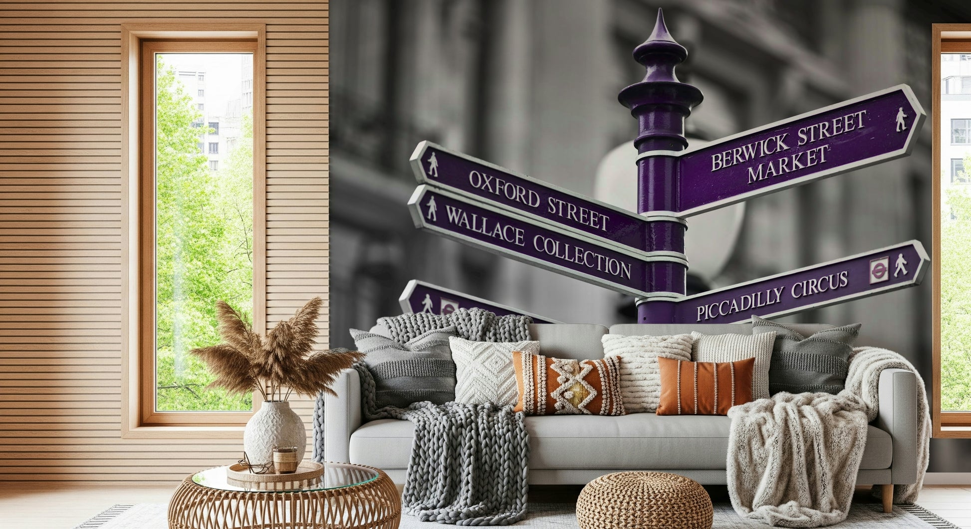 This wallpaper offers an urban aesthetic with a detailed view of an Oxford Circus signpost and iconic street names.