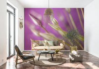 A nature-inspired wallpaper showing purple allium buds with a smooth, artistic blur.