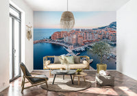 Monaco Marina cliffside wallpaper beautiful seaside horizon line.