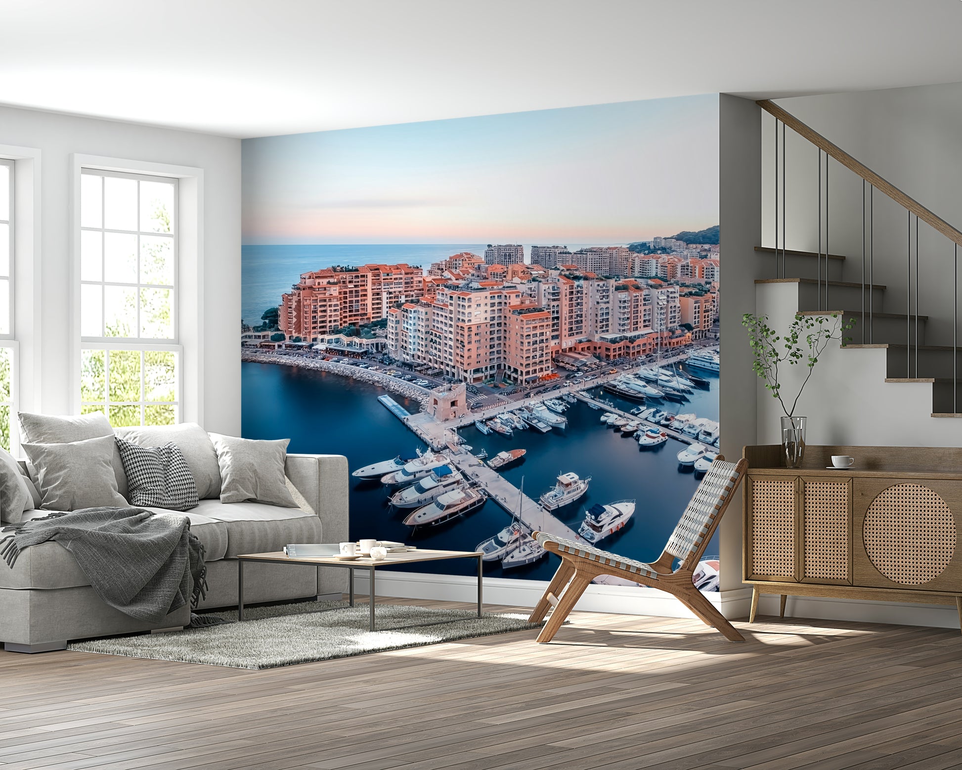 Monaco cityscape buildings Marina View wallpaper exclusive port.