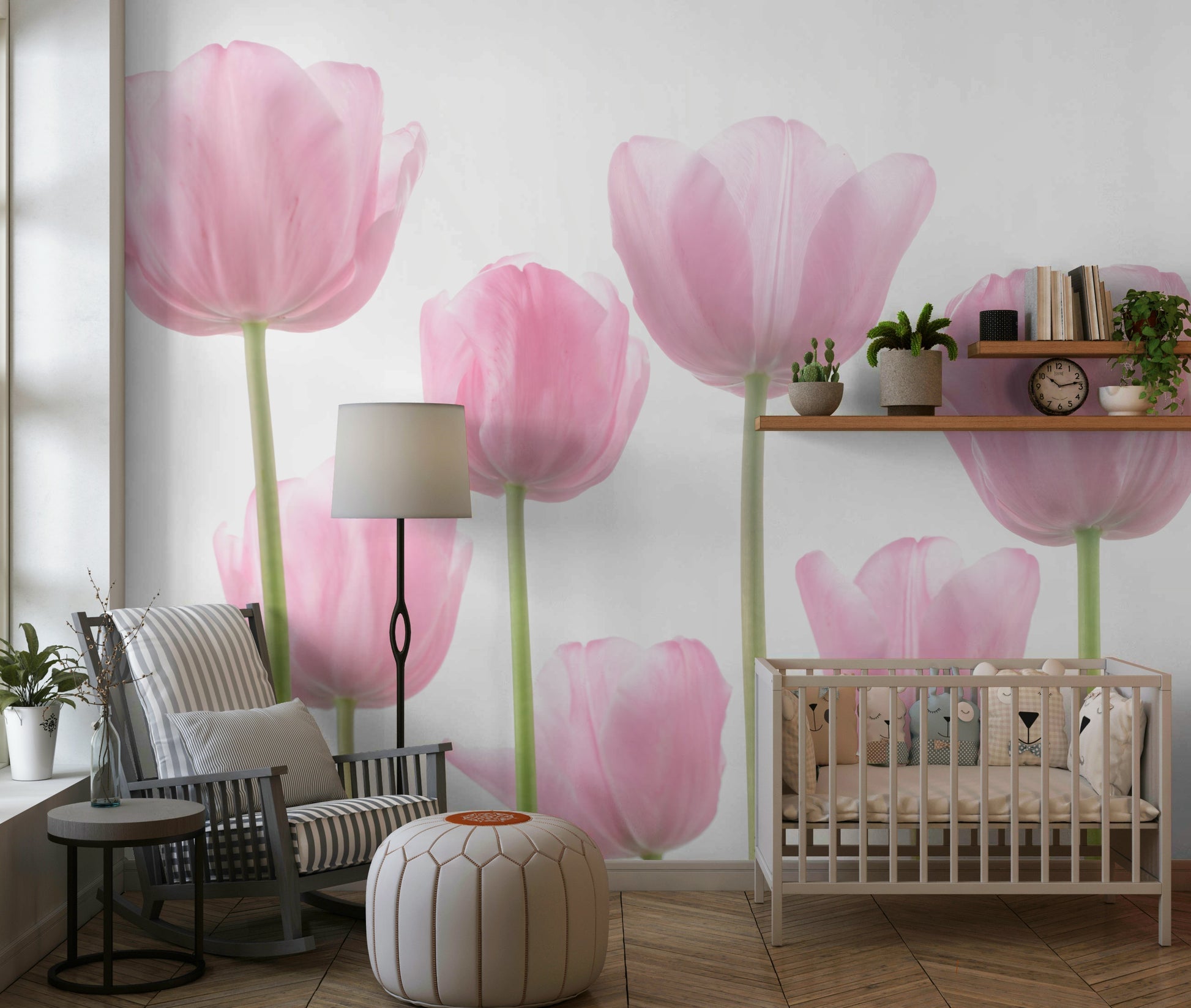 Luminous Tulip photography wall mural aesthetic room.
