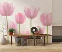 Elegant springtime Tulip blossoms wallpaper for home décor.