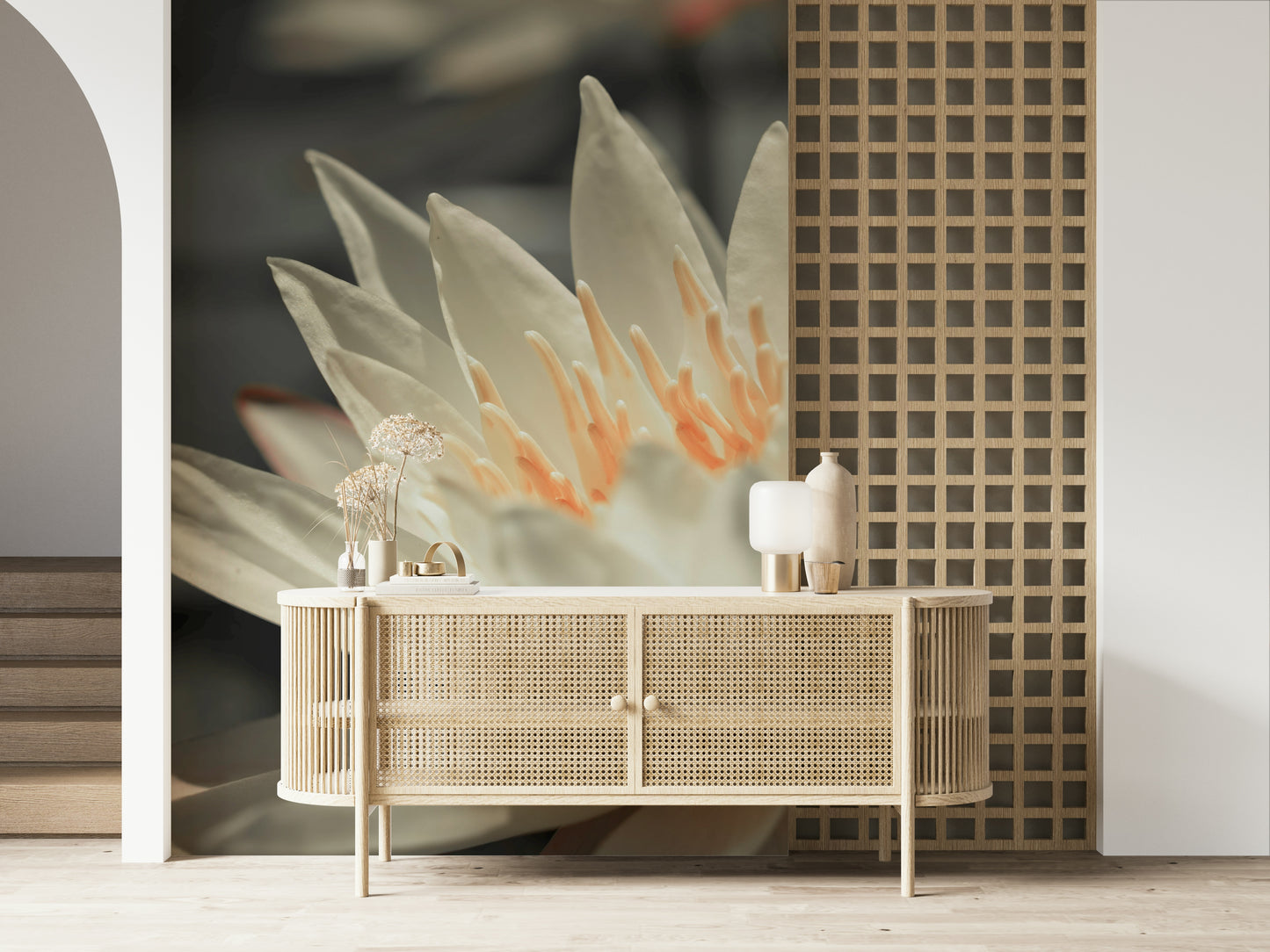 Water Lily with golden stamen detail beautiful floral wallpaper.