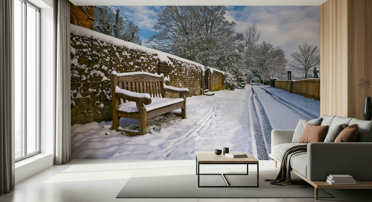 Snowy Retreat Wallpaper Tranquil setting on a cold day perfect for quiet reflection.