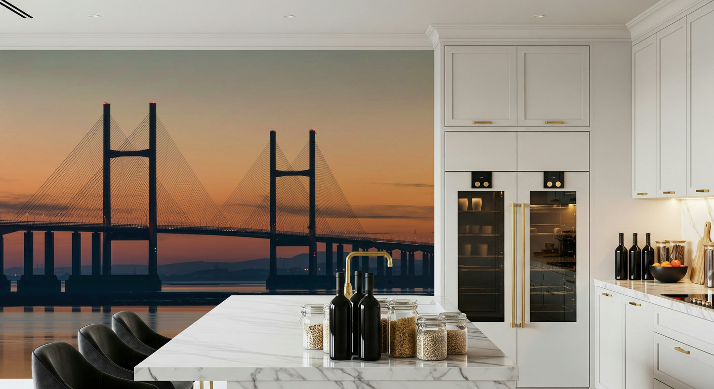 Twilight colors behind Severn Bridge wallpaper inspiring imagery.
